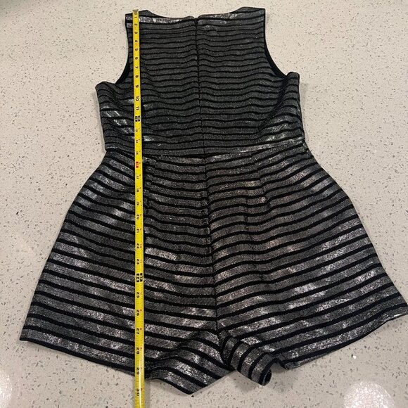 Revolve MINKPINK Size M GLIMMER OF HOPE BLACK SILVER METALLIC STRIPED ROMPER - Picture 14 of 14